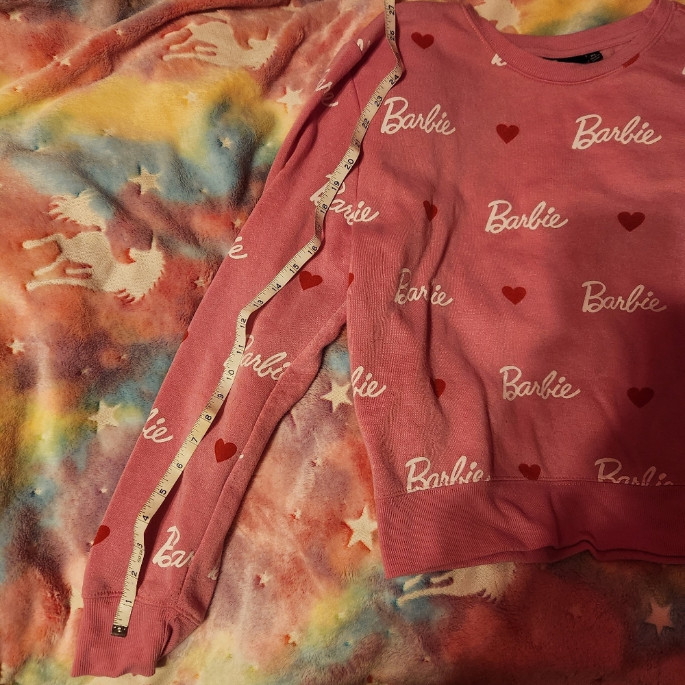 Girl's Pink Barbie Top with Red Hearts - Picture 3 of 4